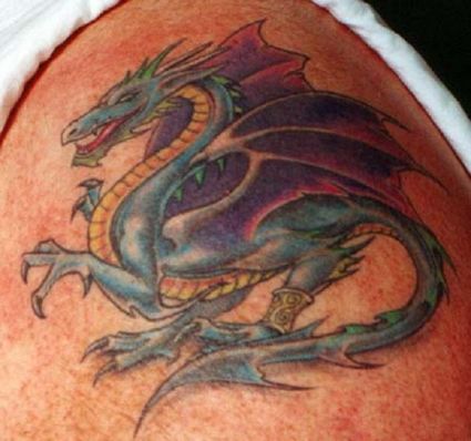 European Dragon Pic Tattoo On Shoulder